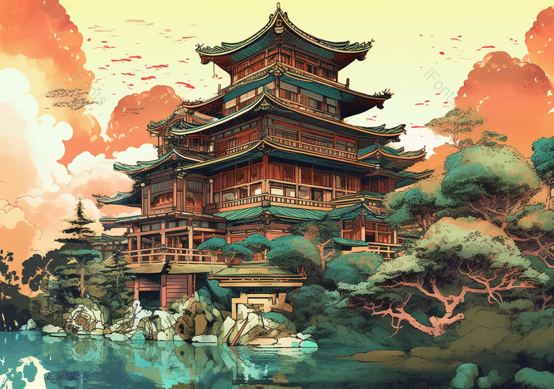 国潮风北京故宫古建筑太和殿背景插画,插画/手绘图,插画/手绘图库,插画/手绘图下载,插画/手绘